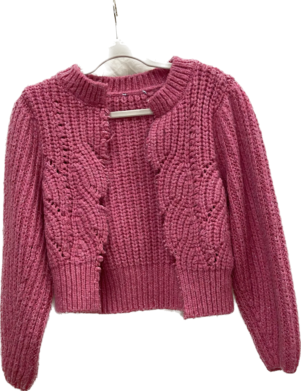 pink knit chopped cardi