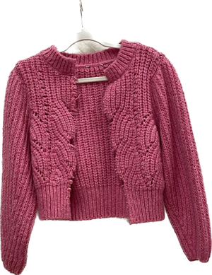 pink knit chopped cardi